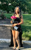 Black Sequin Senior Hoco Dress Strapless Party Cocktail Gown