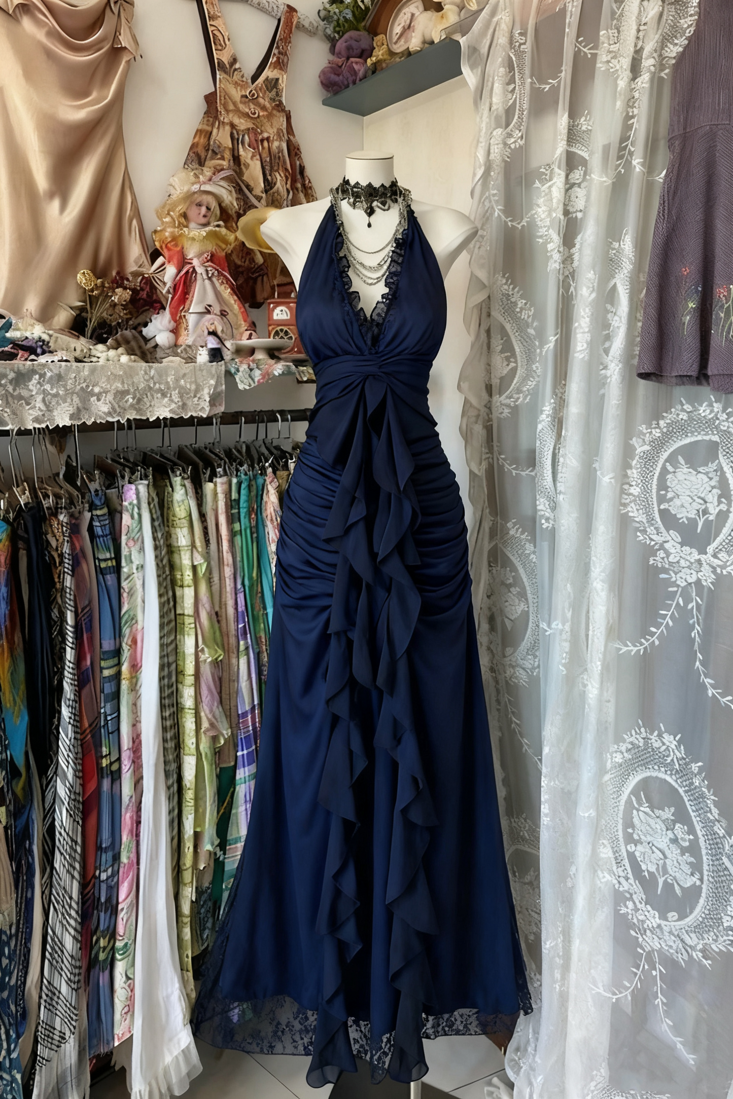 Black Elegant Vintage Prom Party Gown A Line Evening Dress