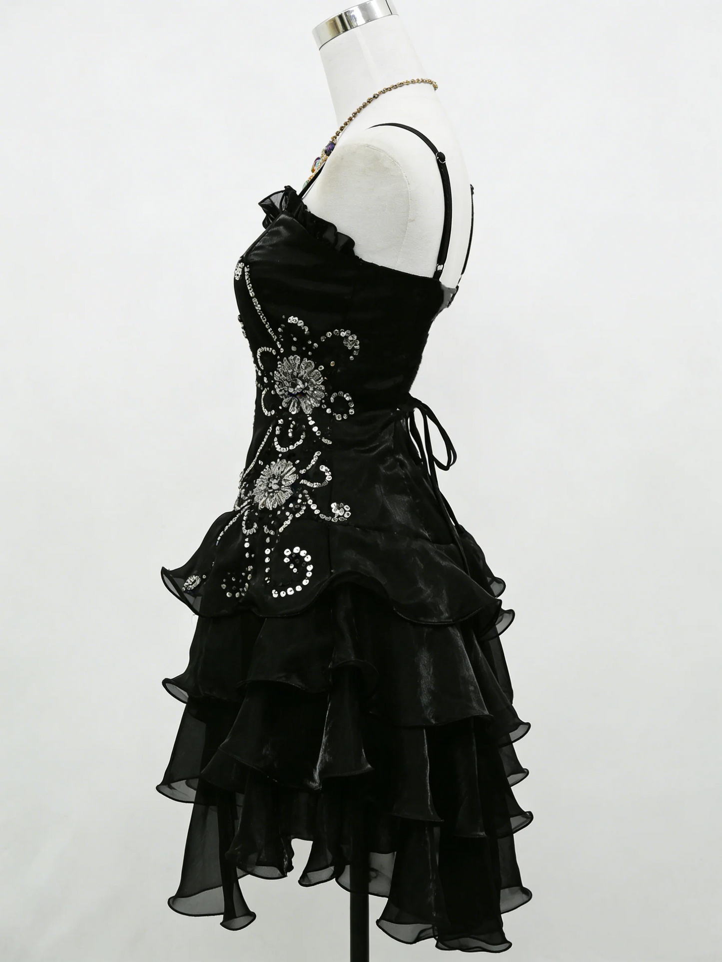 A Line Black Ruffle Short Prom Dress Homecoming Dresses