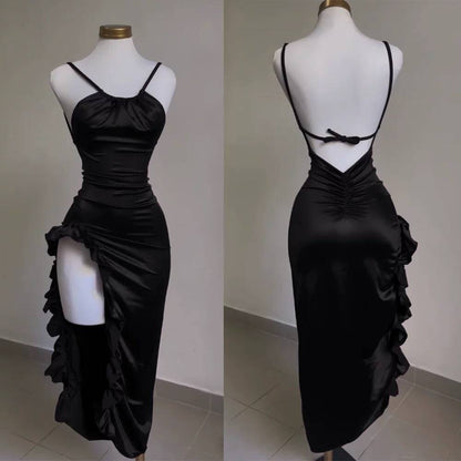 Chic Tight Short Prom Dress Ruffled trim Side Slit Party Dresses
