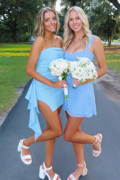 Elegant Tight Party Dress Ruched Short Cocktail Dresses