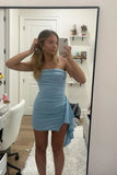 Elegant Tight Party Dress Ruched Short Cocktail Dresses