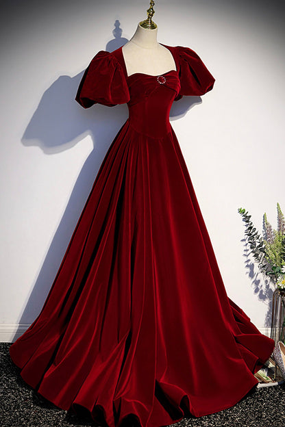 Burgundy Velvet Long Prom Dress Classy Elegant Formal Evening Dresses