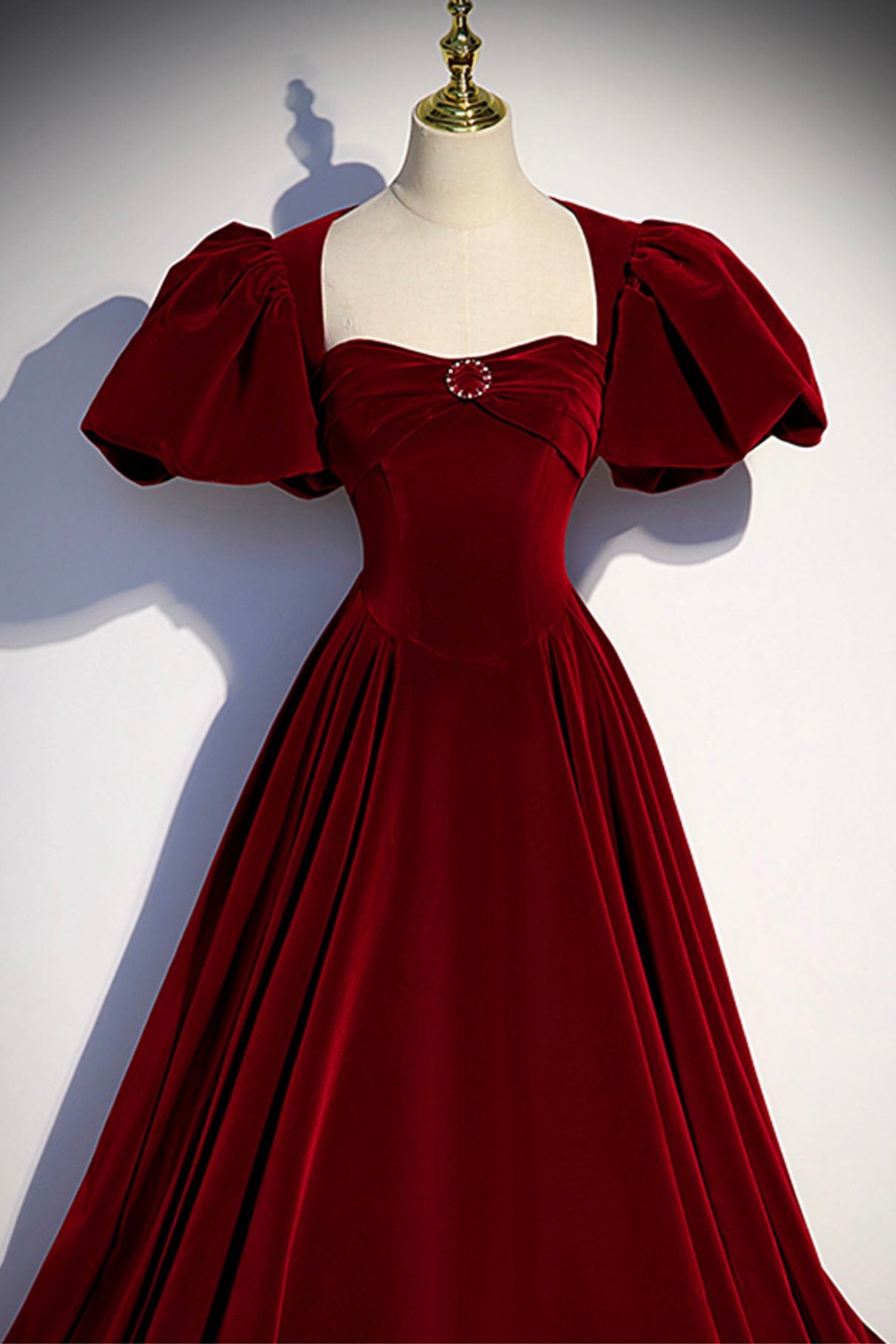 Burgundy Velvet Long Prom Dress Classy Elegant Formal Evening Dresses