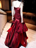 Burgundy Fashion Long Prom Dresses Formal Graduation Dress