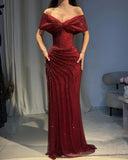 Glitter Ruched Prom Dresses Leg Split Floor Length Mermaid Formal Evening Gown