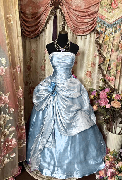 Purple Strapless Prom Dress Ball Gown Quinceanera Dresses