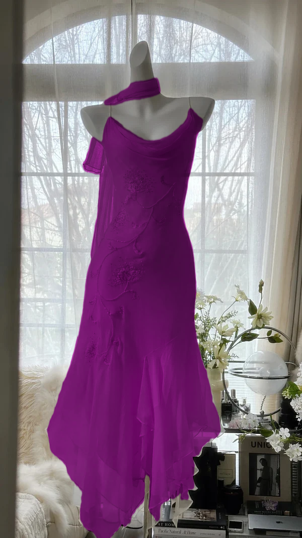 Spaghetti Straps Mermaid Dress Chiffon Party Gowns