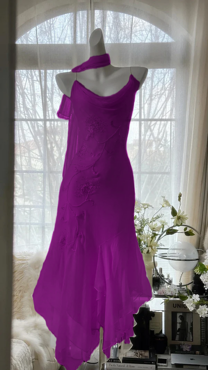 Spaghetti Straps Mermaid Dress Chiffon Party Gowns