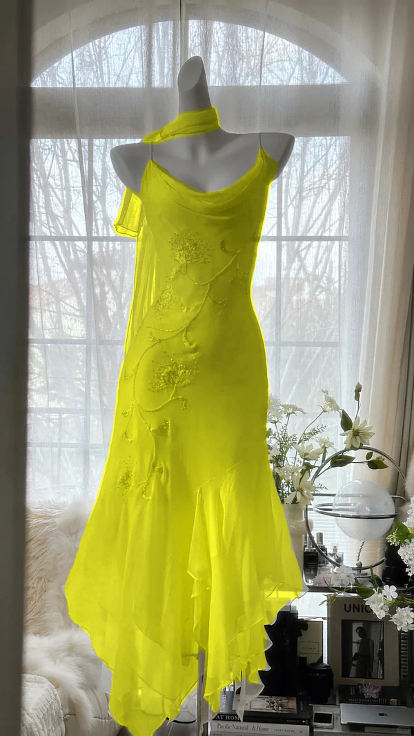 Spaghetti Straps Mermaid Dress Chiffon Party Gowns
