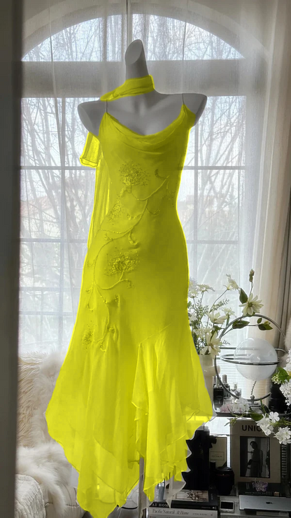 Spaghetti Straps Mermaid Dress Chiffon Party Gowns