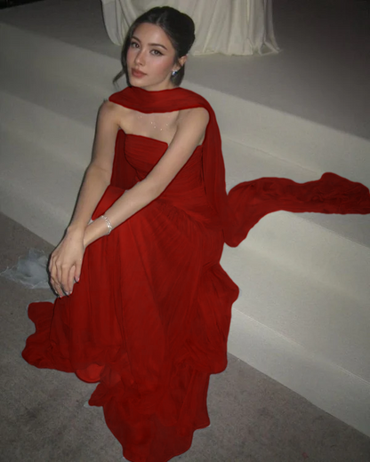 Long Prom Dresses Strapless A-Line Tulle Formal Occasion Dress Elegant