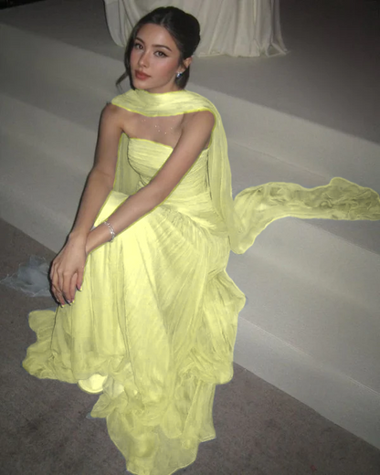 Long Prom Dresses Strapless A-Line Tulle Formal Occasion Dress Elegant