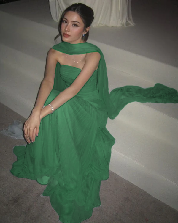 Long Prom Dresses Strapless A-Line Tulle Formal Occasion Dress Elegant