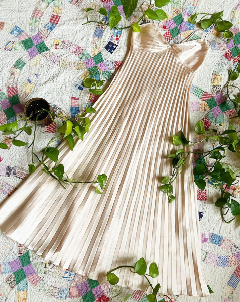 Champagne Spaghetti Straps Long Prom Dress Pleated Slip Gown