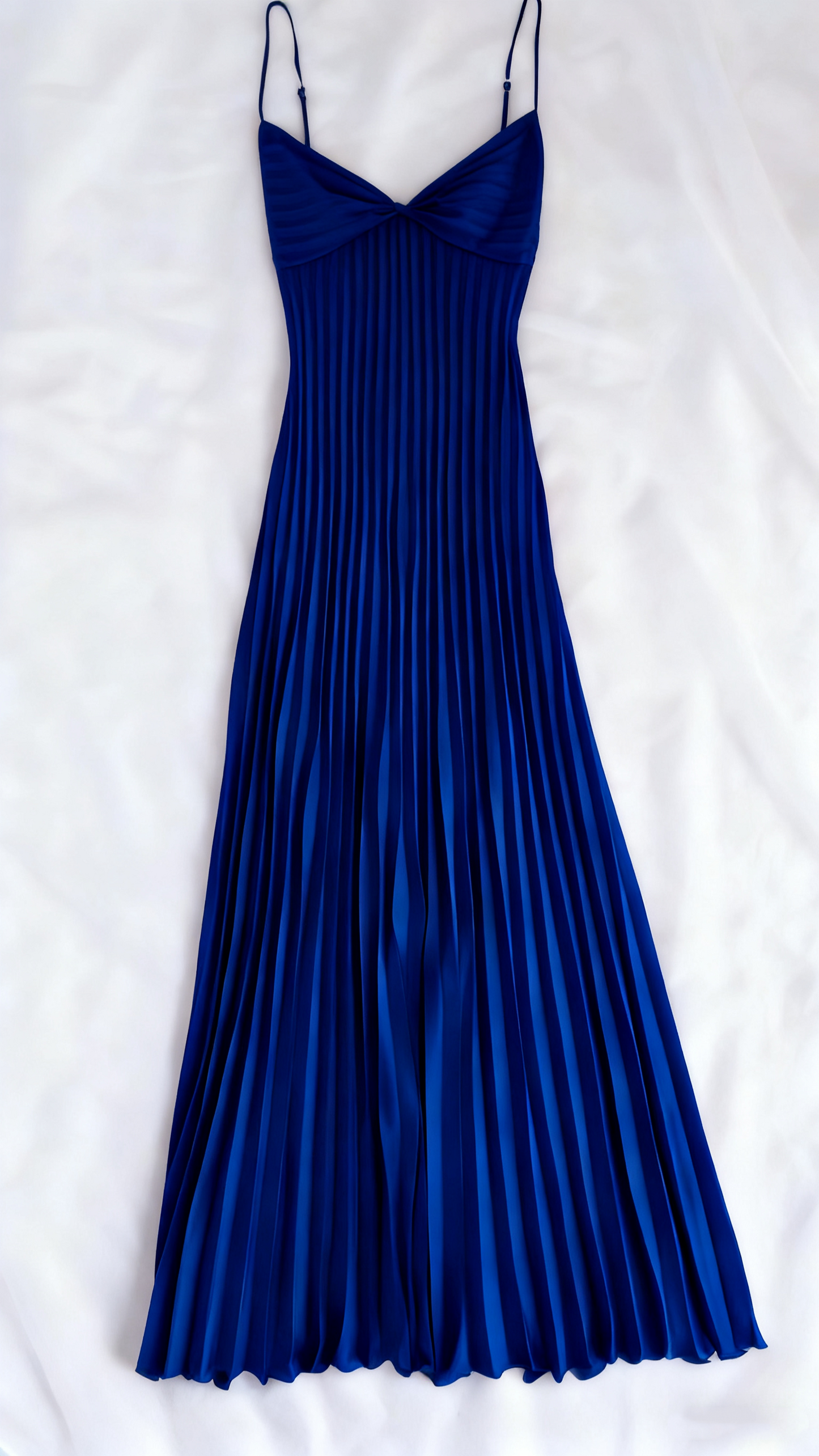 Champagne Spaghetti Straps Long Prom Dress Pleated Slip Gown