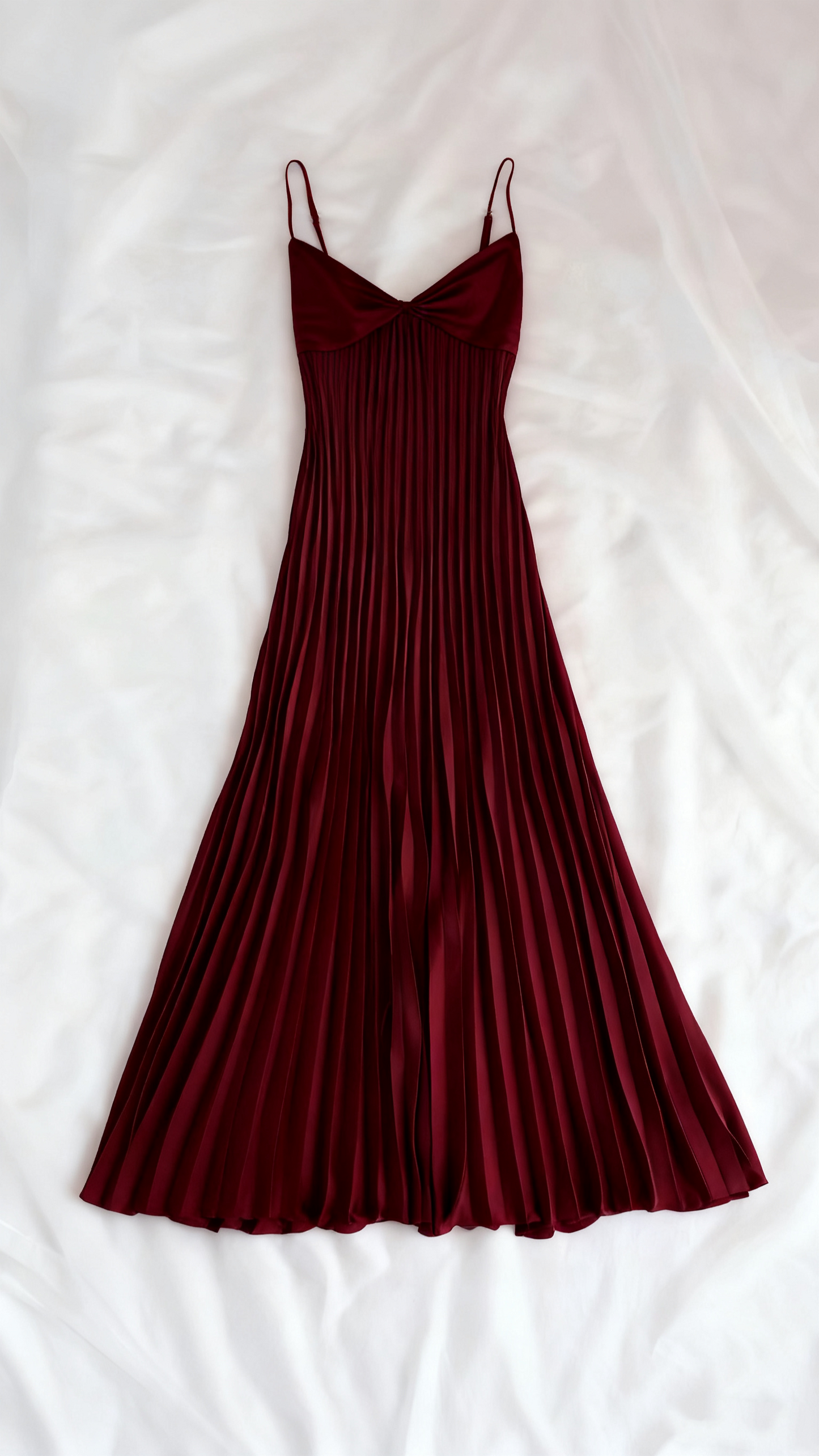 Champagne Spaghetti Straps Long Prom Dress Pleated Slip Gown