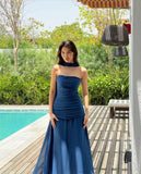 Elegant Strapless Chiffon Prom Dresses Long Fancy Gala Evening Gown