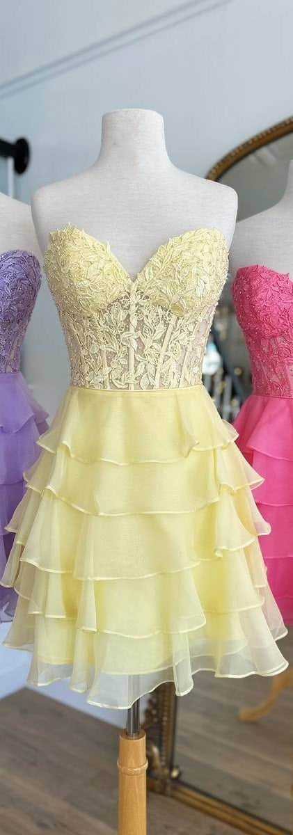 Fancy Short Homecoming Dresses Formal Mini Dress with Applique