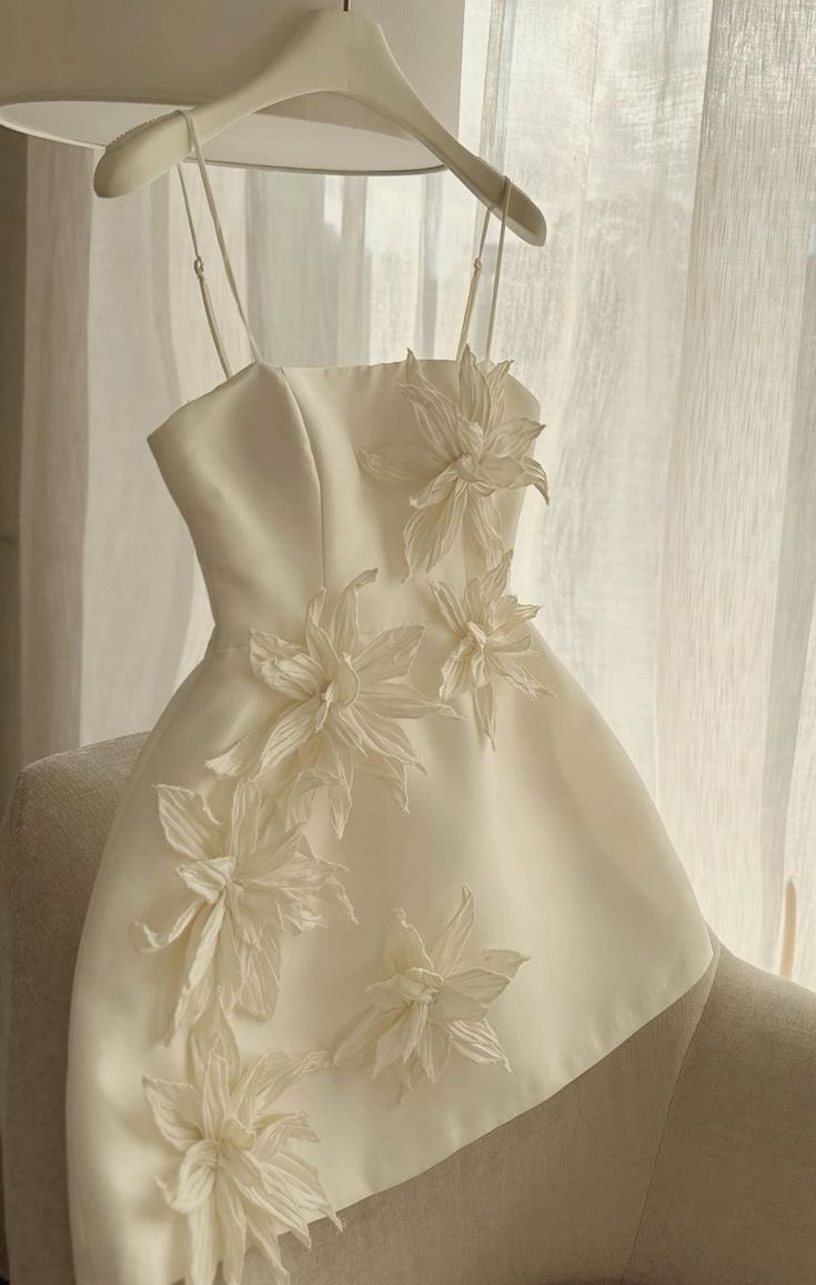 Elegant Straps Satin Ivory Homecoming Dress Short Formal Dresses