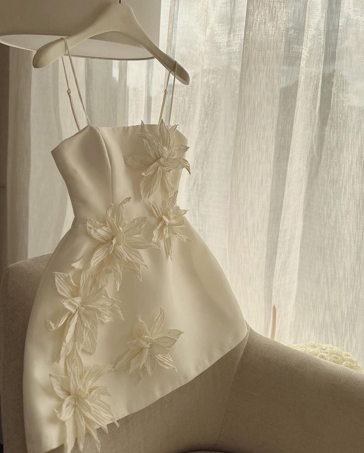 Elegant Straps Satin Ivory Homecoming Dress Short Formal Dresses