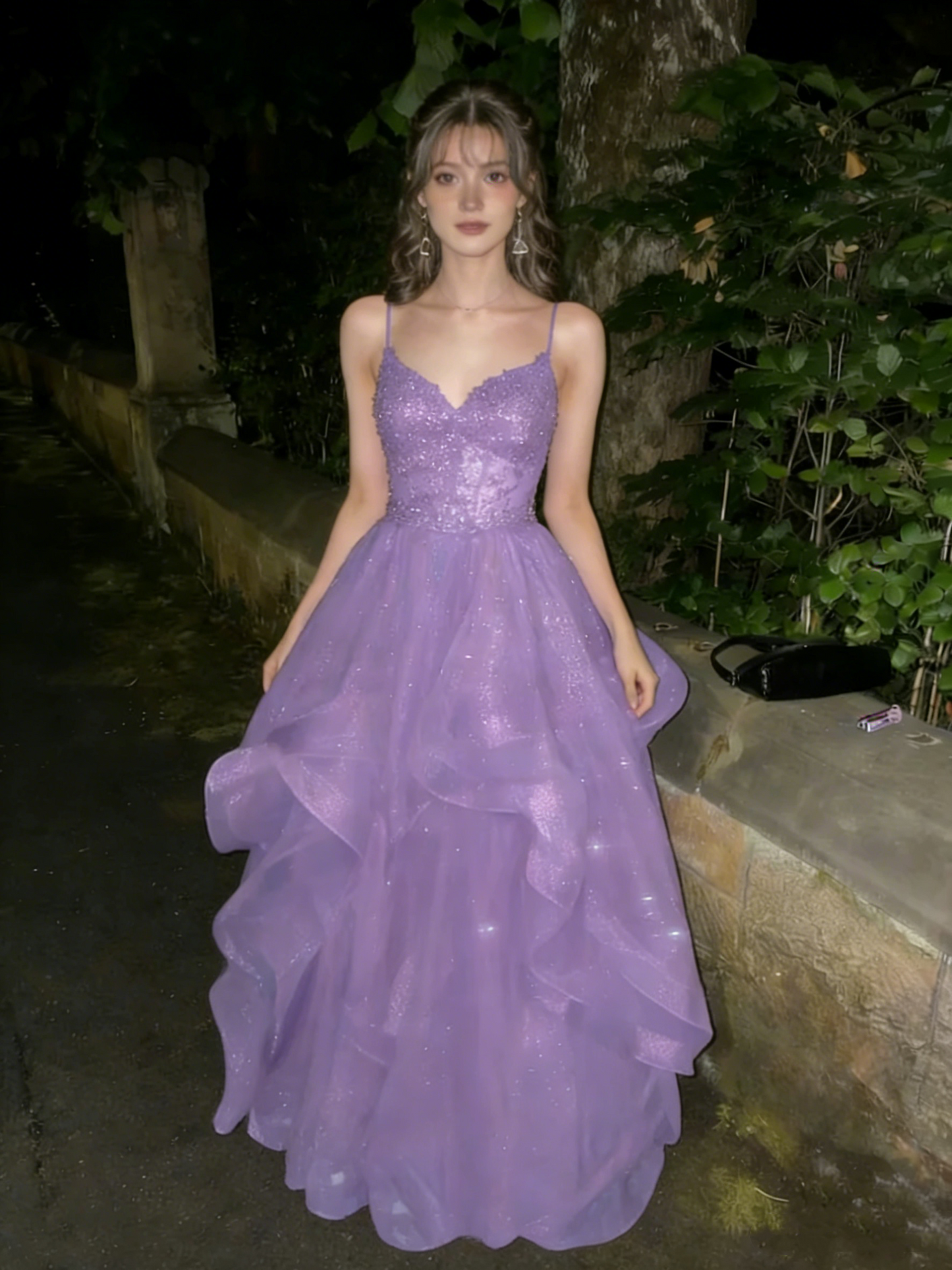 Glamorous Burgundy Spaghetti Strap Ruffled Sweet 15 Quinceanera Ball Gown