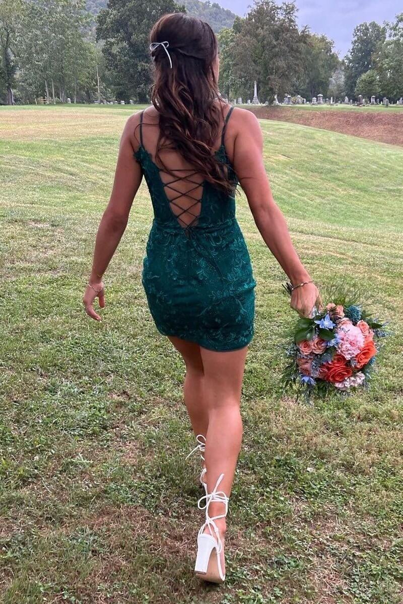 Dark Green Lace Cocktail Dress Semi Formal Dresses Short jkprom Dark Green Lace Cocktail Dress Semi Formal Dresses Short jkprom