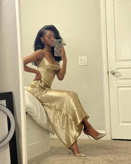 Gold Dress Long Classy Wedding Strapless Long Fitted Prom Outfit