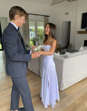 Simple White Straps Satin Long Party Dress Wedding Guest Dresses