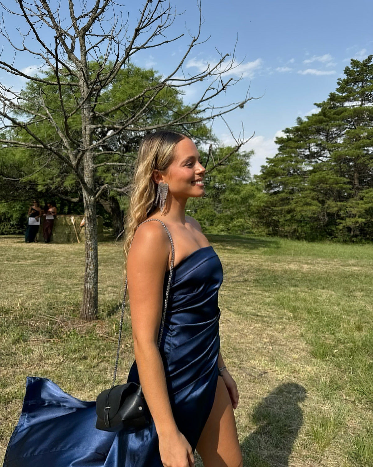 draped prom dress with slit
