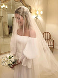 Elegant Chiffon Beach Wedding Dresses with 3/4 Sleeves