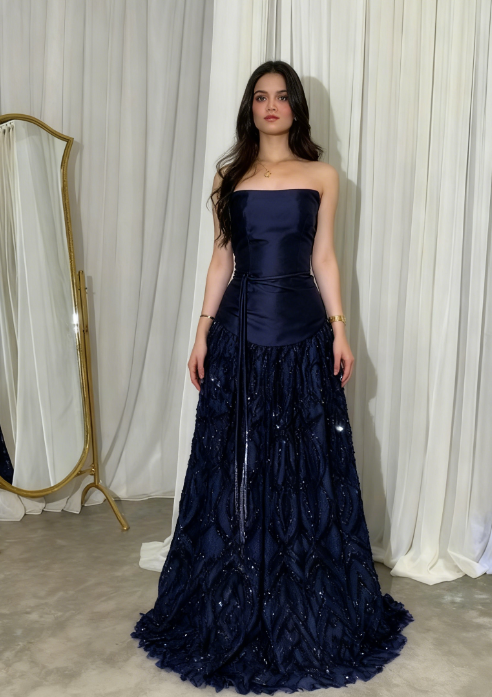 Navy Blue Long Prom Dresses Satin Evening Gowns Dresses Elegant jkprom Navy Blue Long Prom Dresses Satin Evening Gowns Dresses Elegant jkprom