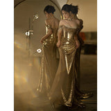 Sparkle Gold Sequin Evening Dress Prom Dresses Mermaid