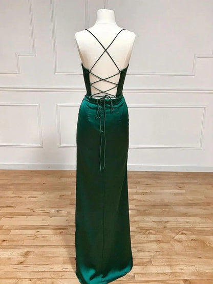 Classy Split Prom Dresses Floor Length Formal Evening Dress