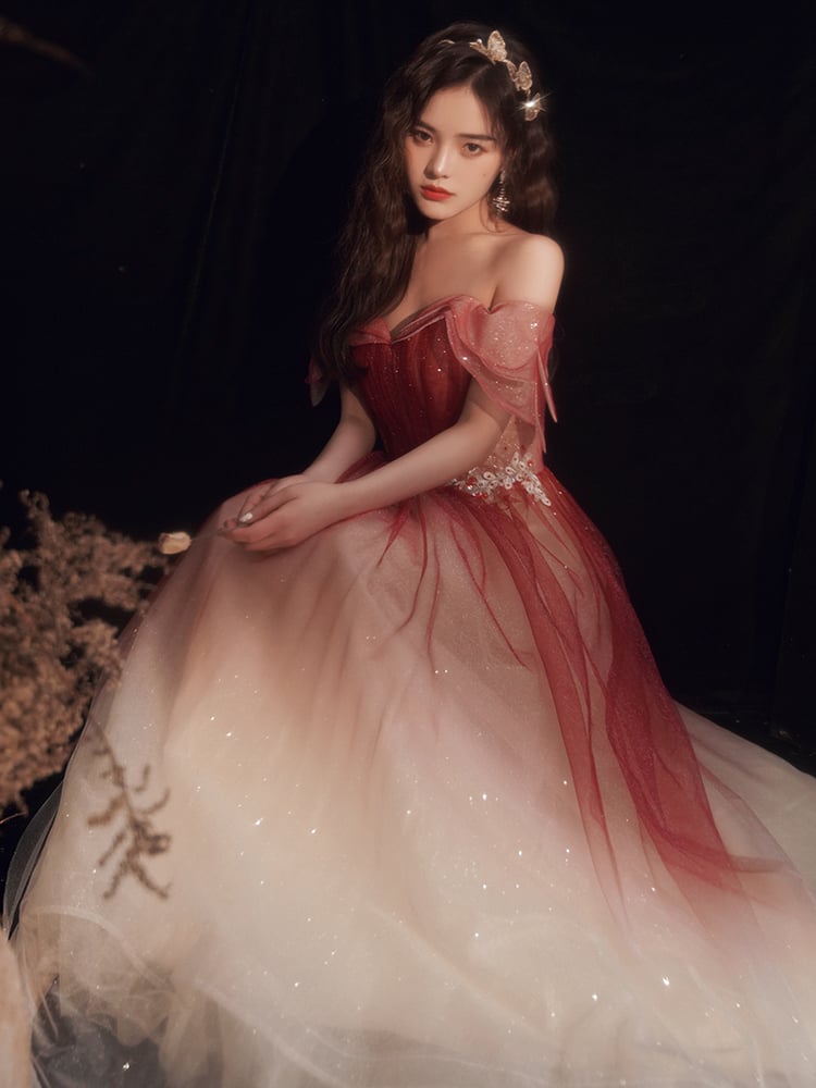 Design Off Shoulder A-line Prom Dress Floor Length Wedding Formal Dresses