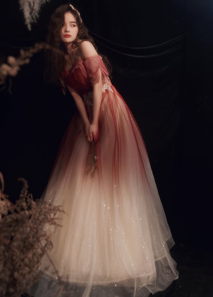 Design Off Shoulder A-line Prom Dress Floor Length Wedding Formal Dresses