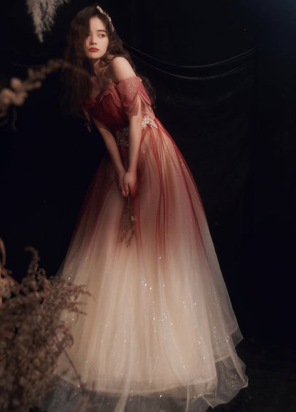 Design Off Shoulder A-line Prom Dress Floor Length Wedding Formal Dresses