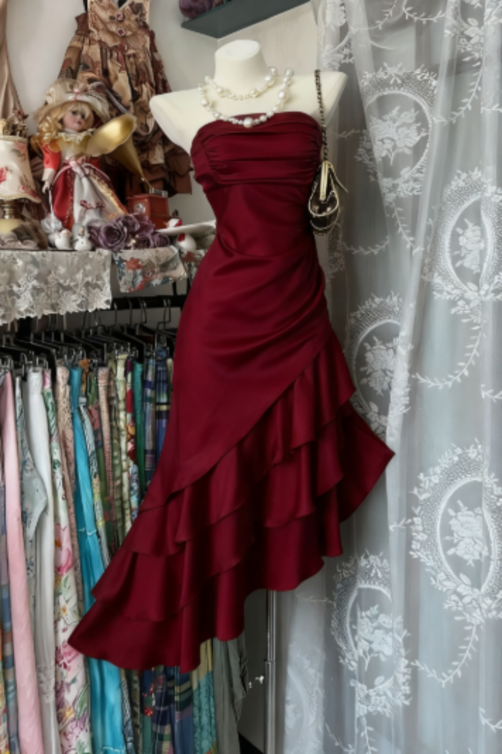 Champagne Short Ruffle Satin Homecoming Dress Birthday Dress Asymmetric