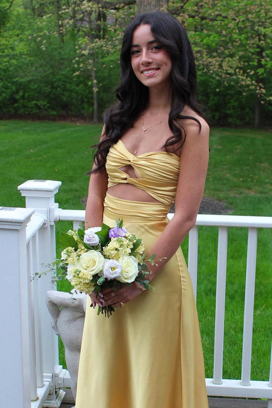Unique Gold Fitted Prom Dresses Long Graduation Dress