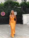 Gold Formal Dress Long Classy Prom Dresses Open Back Mermaid