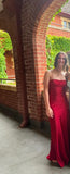 Fancy Aqua Graduation Dress Long with Slit Maxi Grad Dresses