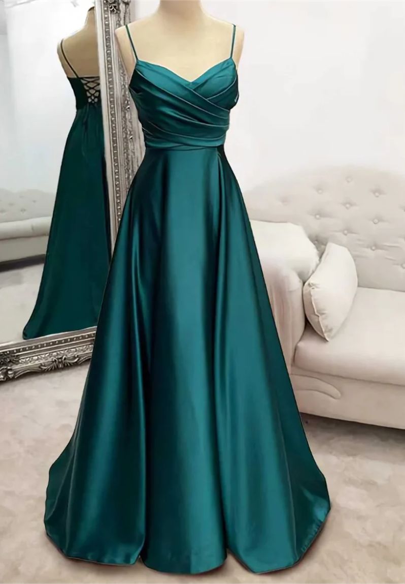 Women Satin Graduation Dress Long A Line Evening Gowns Formal Party Dresses