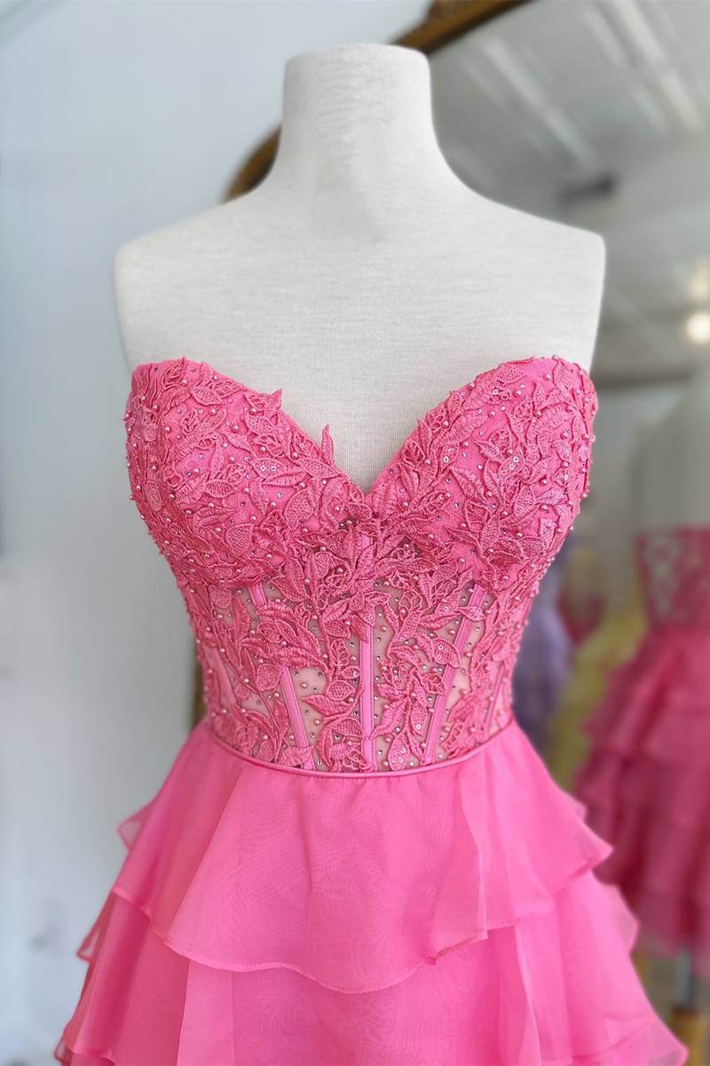 Fancy Short Homecoming Dresses Formal Mini Dress with Applique