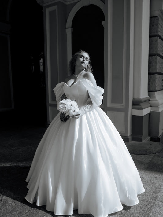 Sparkly Ball Gown Wedding Dress Princess Off the Shoulder Bride Dresses