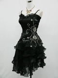 A Line Black Ruffle Short Prom Dress Homecoming Dresses