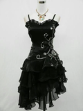 A Line Black Ruffle Short Prom Dress Homecoming Dresses