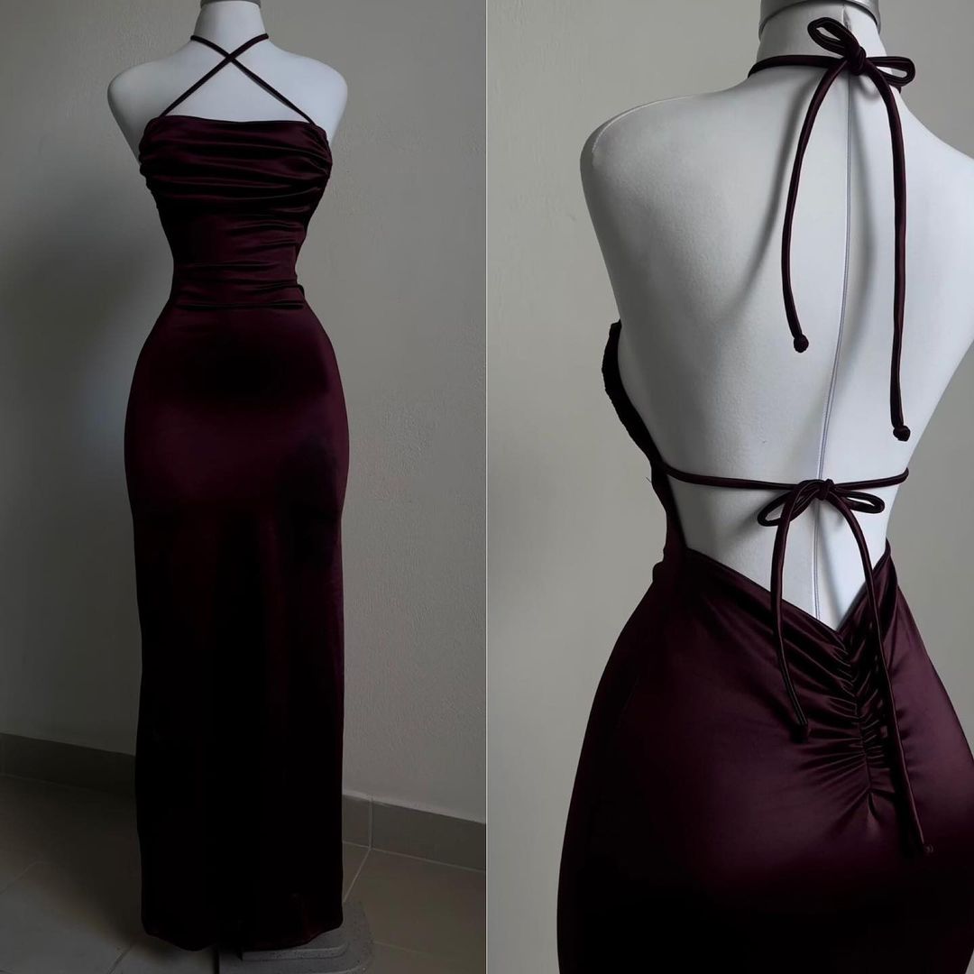 Backless Wine Red Sheath Long Prom Dresses Gala Dress Formal