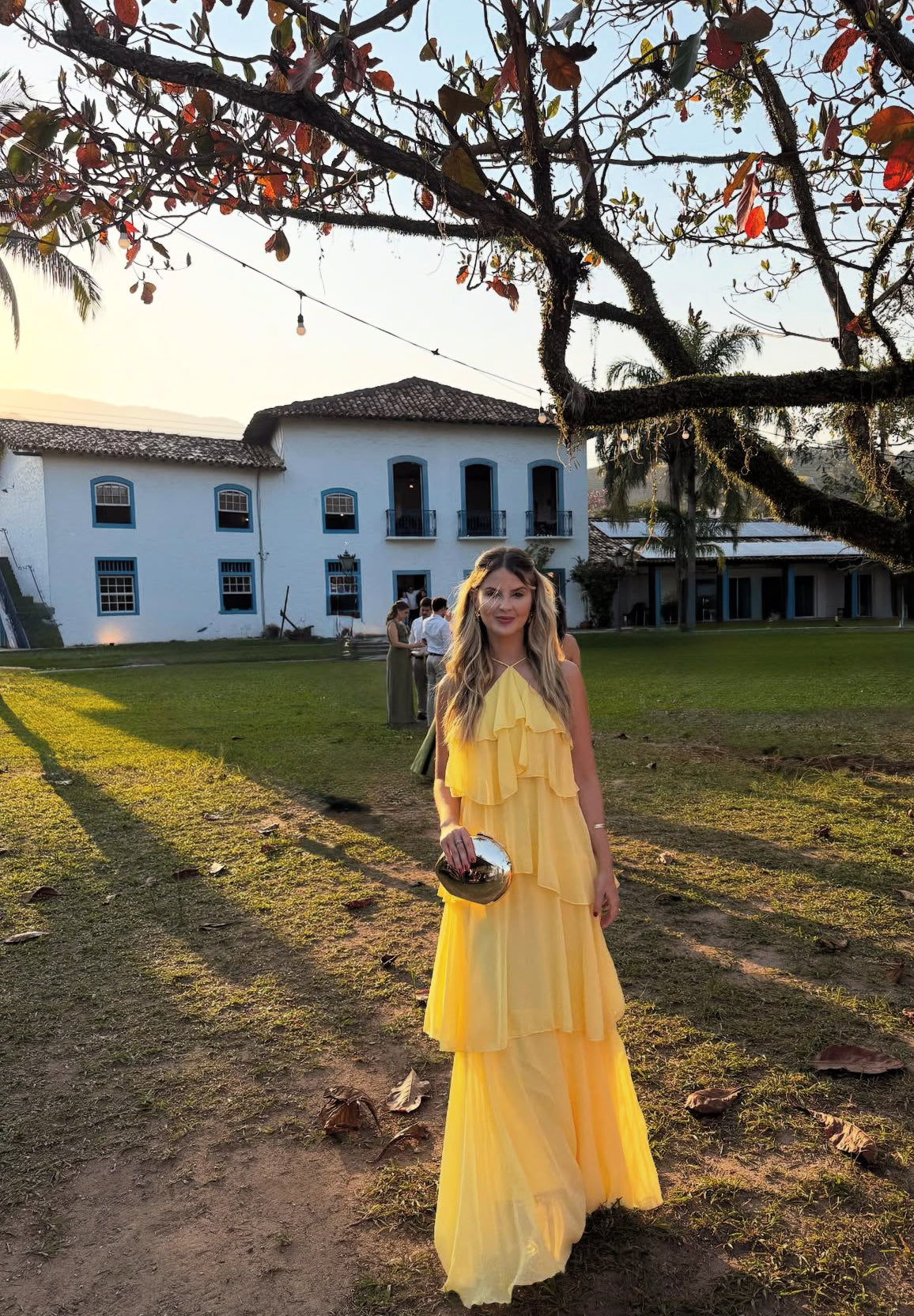 Yellow Layered Chiffon Long Prom Dress Evening Party Gown