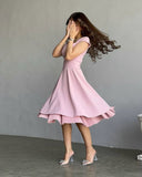 Pink Knee Length Dresses Party Evening Gowns A-line Midi Prom Gowns
