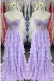 Fancy Yellow Prom Dress Tiered Chiffon Ball Dresses Long